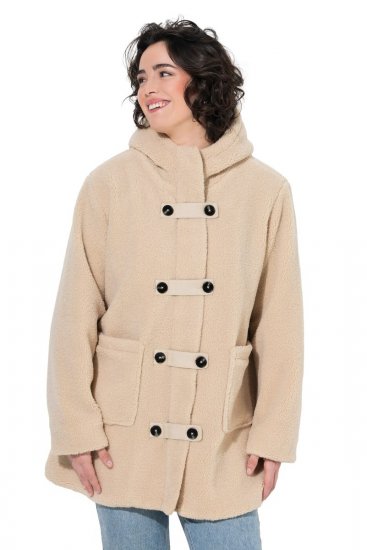 Ulla Popken 850589 Kurtka teddy Złamana biel - Kurtki - Kurtki dla kobiet w dużych rozmiarach