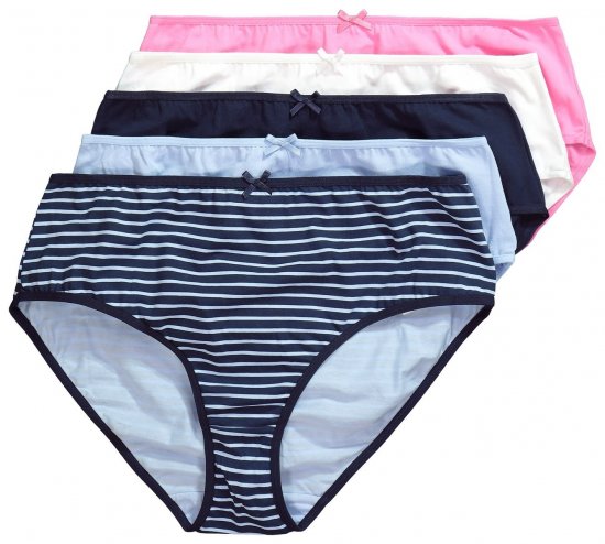 Ulla Popken 850966 Majtki w paski 5 szt. Granatowa - Majtki - 