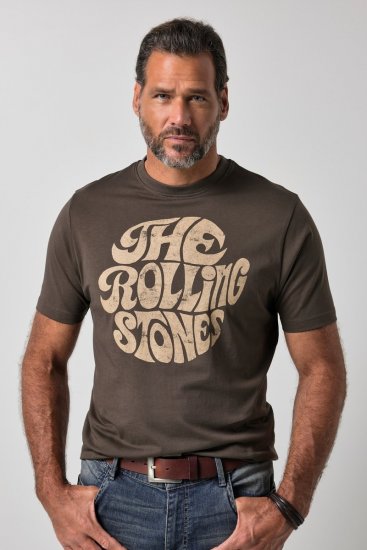 JP1880 851001 Rolling Stones Retro Logo Koszulka Orzechowa TALL - TALL koszulki - Koszulki dla wysokich mężczyzn
