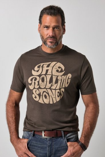 JP1880 851001 Rolling Stones Retro Logo Koszulka Orzechowa - Koszulki zespołów - Koszulki muzyczne band t-shirts