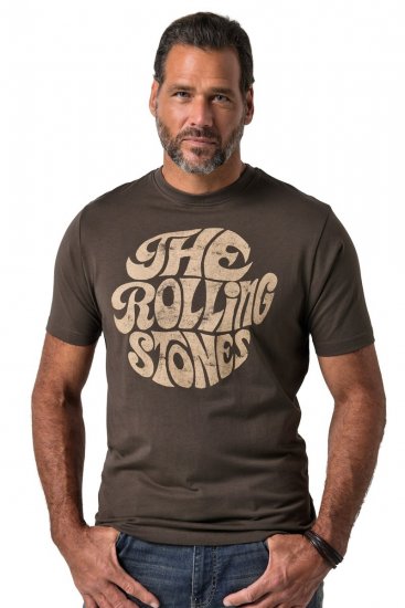 JP1880 851001 Rolling Stones Retro Logo Koszulka Orzechowa TALL - TALL koszulki - Koszulki dla wysokich mężczyzn