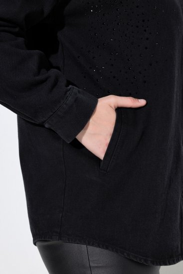 Ulla Popken 851036 Kurtka jeansowa Antracytowa - Kurtki - Kurtki dla kobiet w dużych rozmiarach