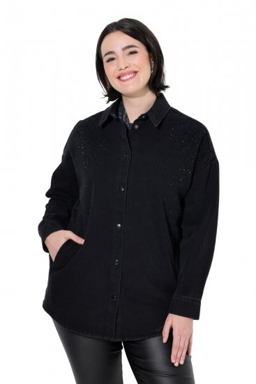 Ulla Popken 851036 Kurtka jeansowa Antracytowa - Kurtki - Kurtki dla kobiet w dużych rozmiarach