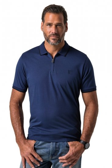 JP1880 851048 Koszulka polo z zamkiem Nocna niebieska TALL - TALL koszulki polo - Koszulki polo TALL dla wysokich
