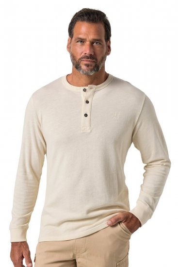 JP1880 851075 Koszulka henley z długim rękawem Piaskowoszara TALL - TALL koszulki - Koszulki dla wysokich mężczyzn