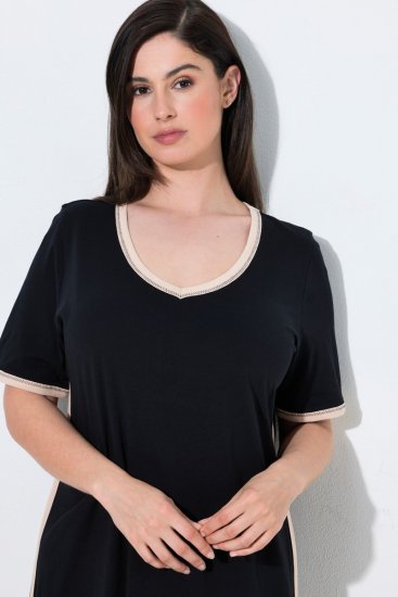 Ulla Popken 851237 Koszula nocna w paski Czarna - Koszule nocne - 