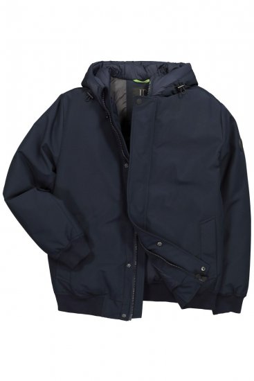JP1880 851320 Kurtka z kapturem i ciepłą podszewką Granatowa - Kurtki Męskie Duże Rozmiary - Kurtki Duże rozmiary 2XL-8XL