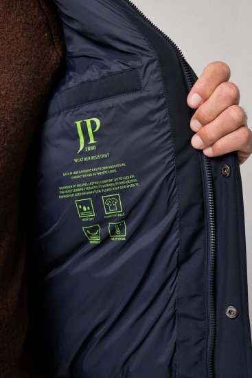 JP1880 851320 Kurtka z kapturem i ciepłą podszewką Granatowa - Kurtki Męskie Duże Rozmiary - Kurtki Duże rozmiary 2XL-8XL