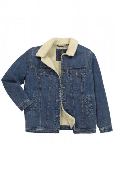 JP1880 851363 Kurtka jeansowa z podszewką teddy Denimowy niebieski - Kurtki Męskie Duże Rozmiary - Kurtki Duże rozmiary 2XL-8XL