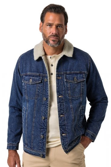 JP1880 851363 Kurtka jeansowa z podszewką teddy Denimowy niebieski TALL - TALL kurtki - Kurtki TALL dla wysokich mężczyzn