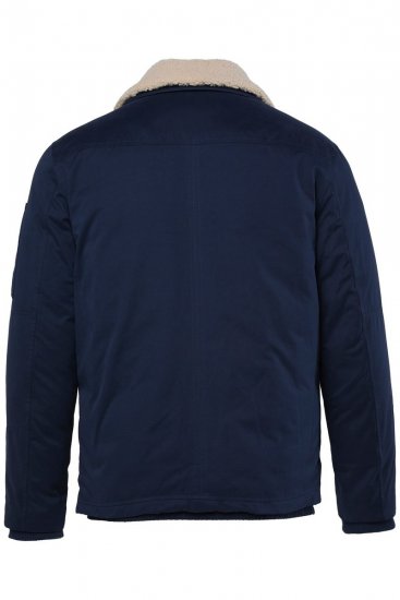 Men+ 369 Kurtka bellyfit z kołnierzem teddy Granatowa - Kurtki Męskie Duże Rozmiary - Kurtki Duże rozmiary 2XL-8XL