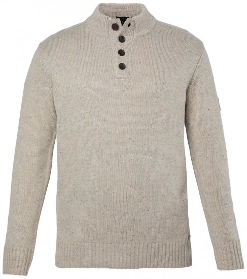 JP1880 851436 Sweter z dzianiny z kołnierzem na guziki Orzechowobrązowa TALL - TALL bluzy - Bluzy TALL dla wysokich mężczyzn