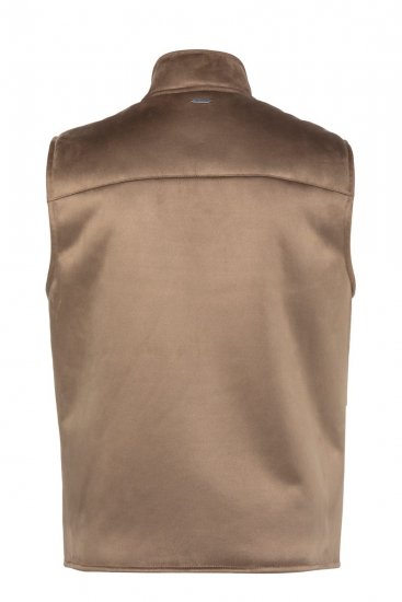 JP1880 851516 Kamizelka z imitacji zamszu z podszewką teddy Beżowa - Kurtki Męskie Duże Rozmiary - Kurtki Duże rozmiary 2XL-8XL