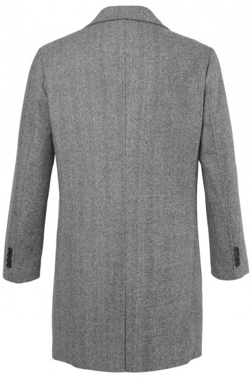 JP1880 851613 Dwurzędowy Płaszcz wełniany Ciemnoszary - Kurtki Męskie Duże Rozmiary - Kurtki Duże rozmiary 2XL-8XL