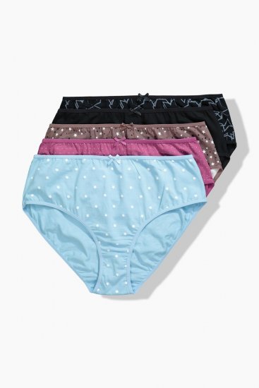 Ulla Popken 851714 Wzorzyste majtki 5 szt. Czarna - Majtki - 