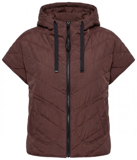 Ulla Popken 851785 Pikowana kamizelka oversize z kapturem Brązowa - Kamizelki - 