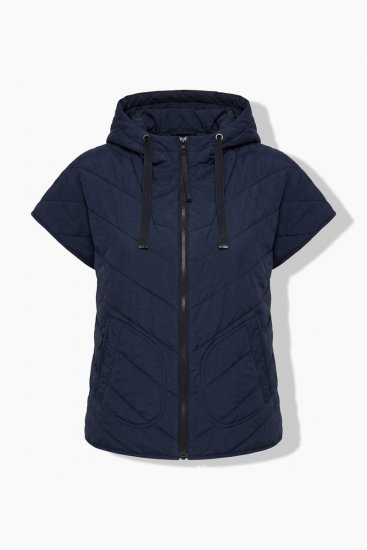 Ulla Popken 851785 Pikowana kamizelka oversize z kapturem Granatowa - Kamizelki - 