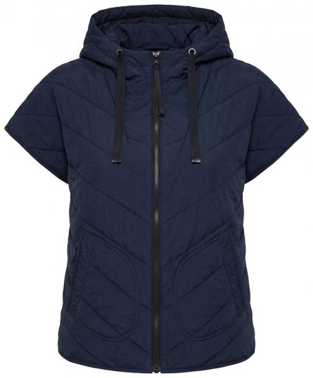 Ulla Popken 851785 Pikowana kamizelka oversize z kapturem Granatowa - Kamizelki - 