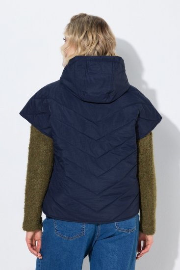 Ulla Popken 851785 Pikowana kamizelka oversize z kapturem Granatowa - Kamizelki - 