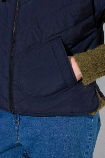 Ulla Popken 851785 Pikowana kamizelka oversize z kapturem Granatowa - Kamizelki - 