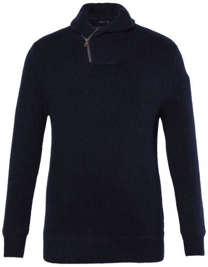 JP1880 851795 Sweter z dzianiny z kołnierzem szalowym Granatowa TALL - TALL bluzy - Bluzy TALL dla wysokich mężczyzn