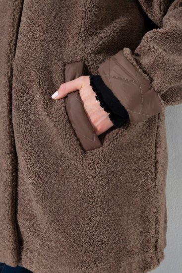 Ulla Popken 851809 Kurtka teddy Jasnobrązowa - Kurtki - Kurtki dla kobiet w dużych rozmiarach