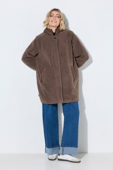 Ulla Popken 851809 Kurtka teddy Jasnobrązowa - Kurtki - Kurtki dla kobiet w dużych rozmiarach