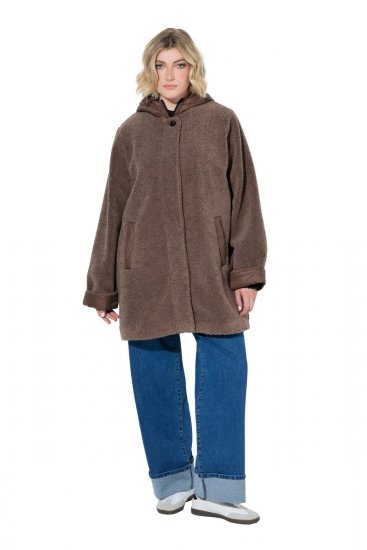 Ulla Popken 851809 Kurtka teddy Jasnobrązowa - Kurtki - Kurtki dla kobiet w dużych rozmiarach