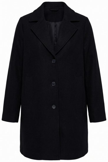 Ulla Popken 851829 Płaszcz wełniany Czarna - Płaszcze - Płaszcze damskie w dużych rozmiarach