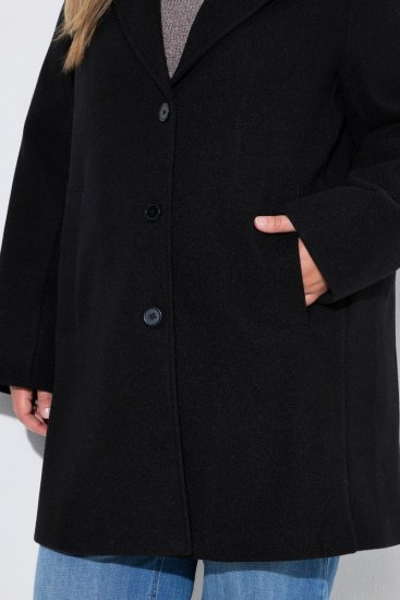 Ulla Popken 851829 Płaszcz wełniany Czarna - Płaszcze - Płaszcze damskie w dużych rozmiarach