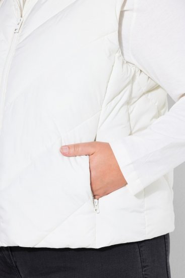 Ulla Popken 851833 Pikowana kamizelka ze stójką Złamana biel - Kamizelki - 