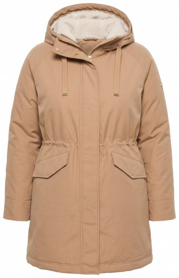 Ulla Popken 852028 Parka Beżowa - Płaszcze - Płaszcze damskie w dużych rozmiarach