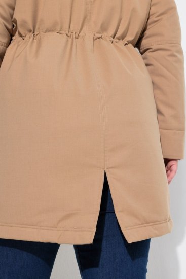 Ulla Popken 852028 Parka Beżowa - Płaszcze - Płaszcze damskie w dużych rozmiarach