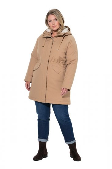 Ulla Popken 852028 Parka Beżowa - Płaszcze - Płaszcze damskie w dużych rozmiarach