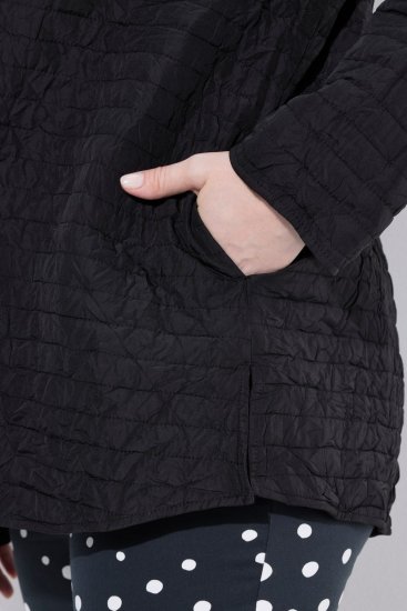 Ulla Popken 852076 Pikowana kurtka z krepy ze stójką Czarna - Kurtki - Kurtki dla kobiet w dużych rozmiarach