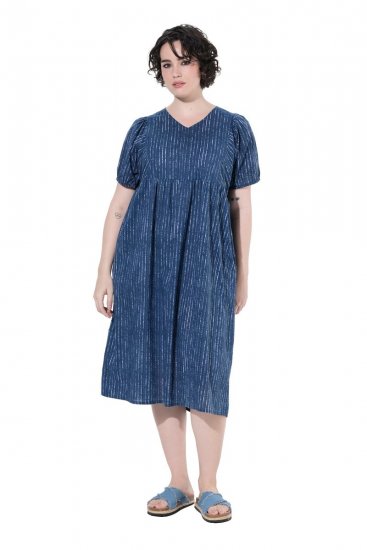 Ulla Popken 852214 Sukienka midi w paski Granatowa - Sukienki midi - Sukienki midi w dużych rozmiarach