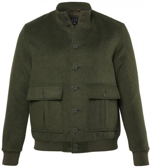 JP1880 852294 Kurtka z mieszanki wełny ze stójką Khaki zielona - Kurtki Męskie Duże Rozmiary - Kurtki Duże rozmiary 2XL-8XL