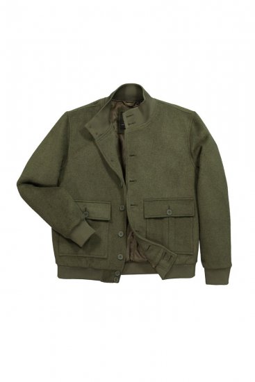 JP1880 852294 Kurtka z mieszanki wełny ze stójką Khaki zielona - Kurtki Męskie Duże Rozmiary - Kurtki Duże rozmiary 2XL-8XL