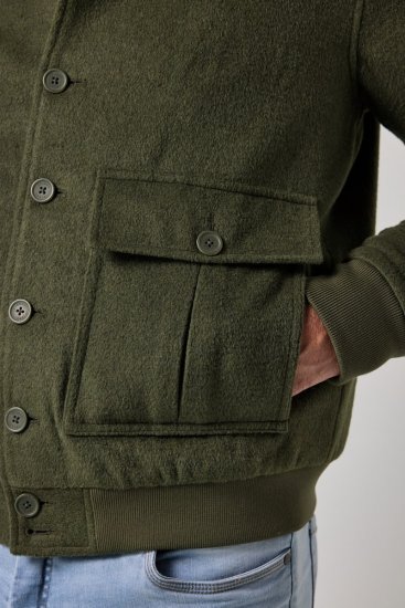 JP1880 852294 Kurtka z mieszanki wełny ze stójką Khaki zielona - Kurtki Męskie Duże Rozmiary - Kurtki Duże rozmiary 2XL-8XL