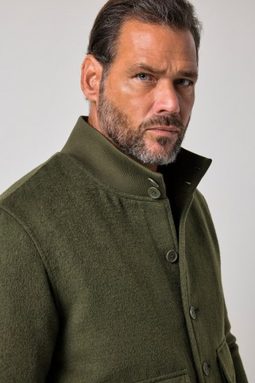 JP1880 852294 Kurtka z mieszanki wełny ze stójką Khaki zielona - Kurtki Męskie Duże Rozmiary - Kurtki Duże rozmiary 2XL-8XL