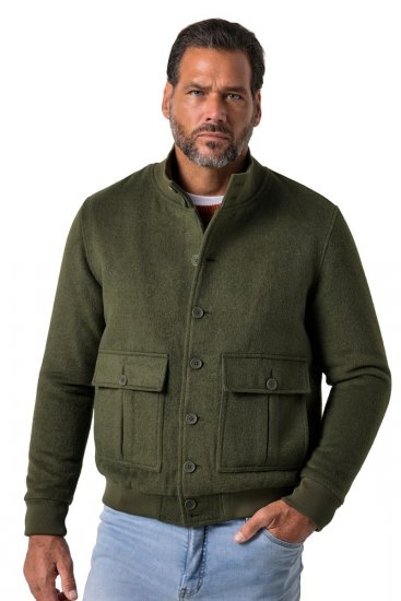 JP1880 852294 Kurtka z mieszanki wełny ze stójką Khaki zielona - Kurtki Męskie Duże Rozmiary - Kurtki Duże rozmiary 2XL-8XL