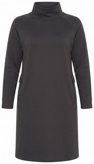 Ulla Popken 852456 Sukienka dresowa z golfem Ciemnobrązowa - Sukienki dresowe - 