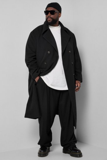 STHUGE 852519 Klasyczny Płaszcz wełniany Czarny - Kurtki Męskie Duże Rozmiary - Kurtki Duże rozmiary 2XL-8XL
