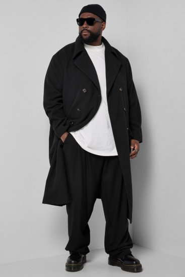 STHUGE 852519 Klasyczny Płaszcz wełniany Czarny - Kurtki Męskie Duże Rozmiary - Kurtki Duże rozmiary 2XL-8XL