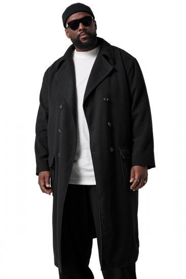 STHUGE 852519 Klasyczny Płaszcz wełniany Czarny - Kurtki Męskie Duże Rozmiary - Kurtki Duże rozmiary 2XL-8XL