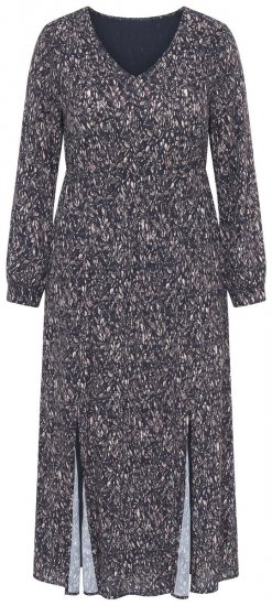 Ulla Popken 852606 Wzorzysta sukienka maxi Czarna - Sukienki maxi - Sukienki maxi w dużych rozmiarach