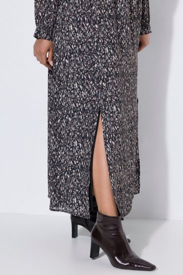 Ulla Popken 852606 Wzorzysta sukienka maxi Czarna - Sukienki maxi - Sukienki maxi w dużych rozmiarach