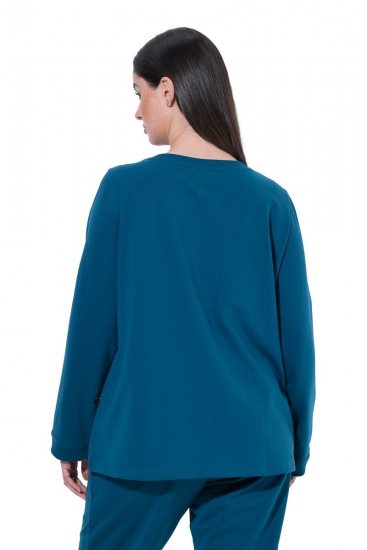 Ulla Popken 852710 Bluza domowa z długim rękawem Petrolowa - Piżamy/Odzież domowa - 