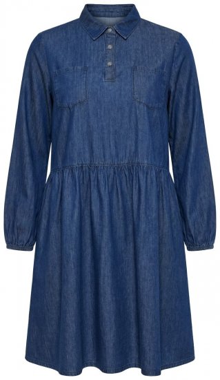 Ulla Popken 852768 Rozkloszowana jeansowa sukienka z kieszeniami Denimowy niebieski - Sukienki - Sukienki w każdym rozmiarze