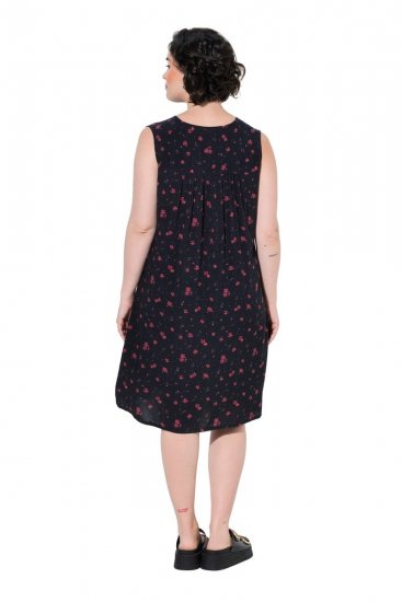Ulla Popken 852824 Sukienka w kwiaty Czarna - Sukienki letnie - Letnie sukienki plus size